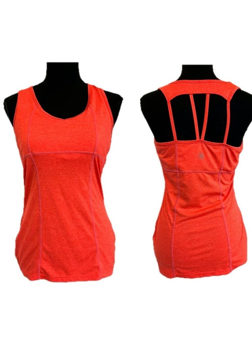 MPG Women's Bright Orange Athletic Tank Top cutout sexy neon fluorescent Sz M